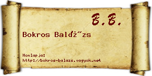 Bokros Balázs névjegykártya
